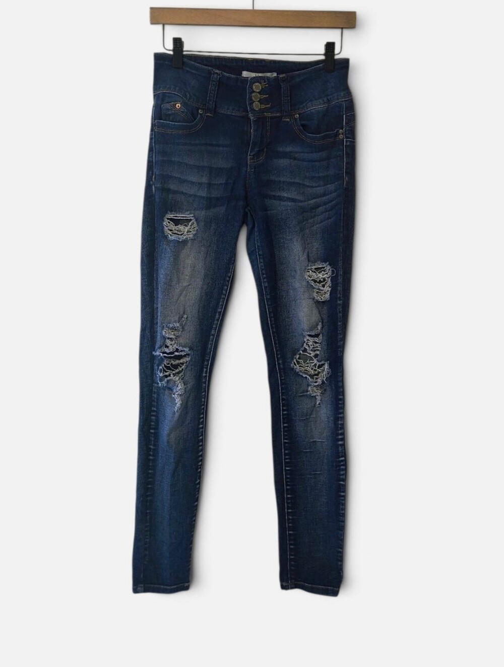 YMI Distressed Mid Rise Skinny Jeans